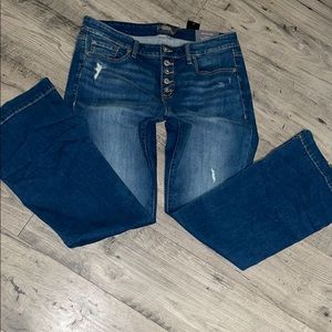 Button fly flare jeans